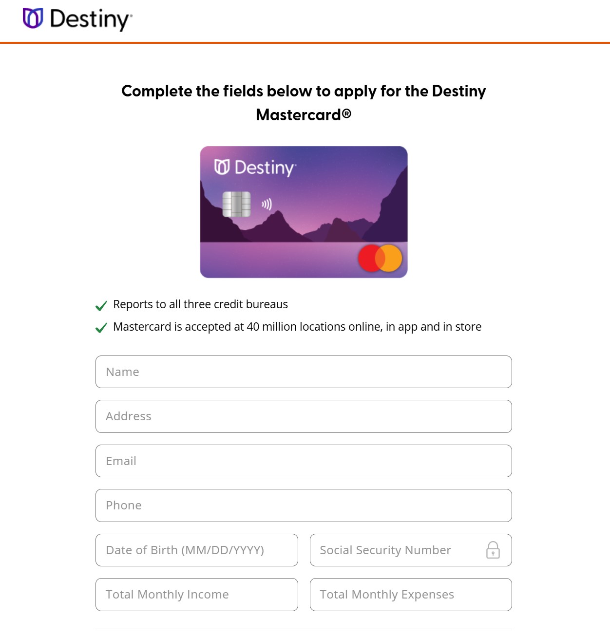 destiny credit card apply